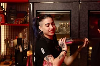 develop a professional cocktail menu and translations