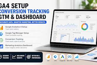 setup ga4 conversion tracking GTM and create marketing analytic report dashboard