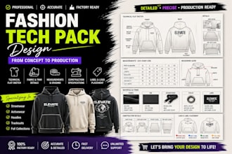 create factory ready professional fashion tech packs for clothing manufacturers