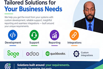 provide support and reporting for sage , quickbooks and odoo