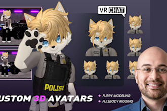 do custom vrchat avatar character, furry nsfw avatar, sfw 3d character model