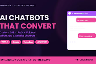 build custom ai chatbot, gpt chatbot and claude ai for your business