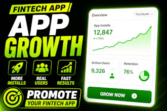 promote fintech app, finance app, crypto wallet app and banking app