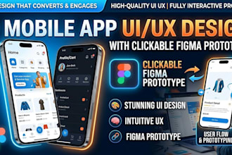 mobile app UI UX design with clickable figma prototype