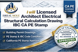 license architect electrical structural calculation drawing ibc ca pe stamp