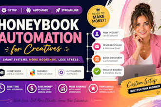 set up honeybook automation, CRM, and dubsado workflows for creatives