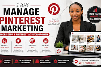 manage pinterest marketing, shop setup, and pin terest ads for growth