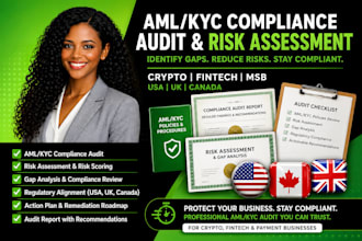 conduct aml kyc compliance audit, risk assessment for crypto, fintech and msb