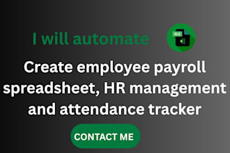 create employee payroll spreadsheet, HR management and attendance tracker