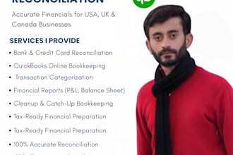do quickbooks bookkeeping, bank reconciliation  USA UK canada
