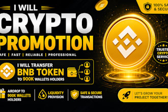 crypto promotion, transfer bnb token to 900k wallets holders airdrop, liquidity
