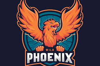 draw awesome style phoenix racing e sport mascot logo design with 1 day delivery
