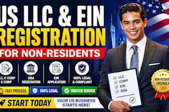 incorporate us llc, c corp, s corp, dba and get ein for non residents