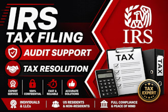 handle irs tax filing, audit support and tax resolution services
