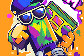 design a custom mascot logo, sticker or badge illustration