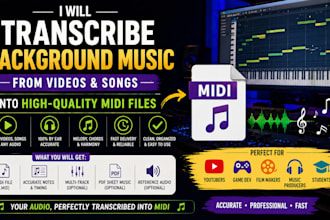 transcribe background music from videos and convert songs into midi files