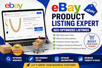 ebay product listing and optimize SEO titles, descriptions