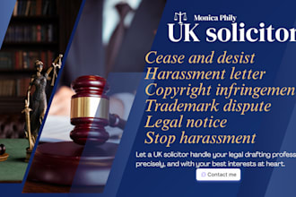 draft cease and desist letter harassment infringement as a UK solicitor