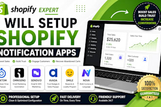 setup shopify notification hextom omnisend sendwill avada swile nova