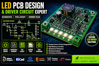 led pcb, driver circuit, schematic and pcb layout for electronics