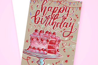create an illustrated birthday card of any theme