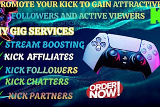 do organic kick promotion, increases kick live viewers, followers and engagement