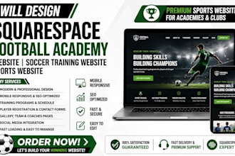 design squarespace football academy website soccer training website sports