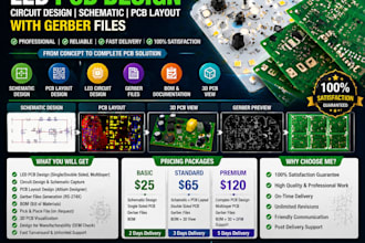led pcb design, circuit design, schematic and pcb layout with gerber files