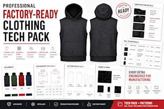 design a streetwear tech pack and professional urban clothing mockup