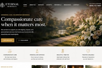 build fix squarespace funeral website memorial tribute website casket website