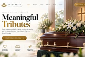 design squarespace funeral website memorial tribute website casket website