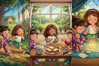 illustrate your childrens story book with colorful print ready illustrations kdp