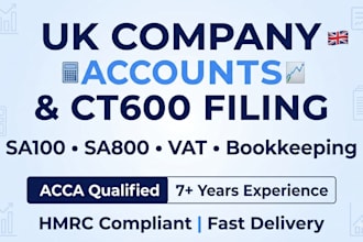 prepare UK limited company accounts and file ct600 tax return