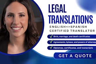 provide english spanish legal translations