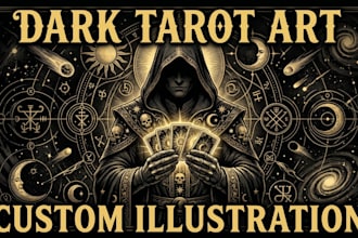 create detailed dark tarot card illustration in gothic occult style