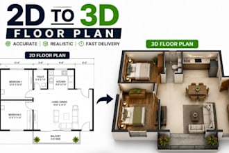convert 2d floor plan to 3d rendering with 3ds max for real estate projects
