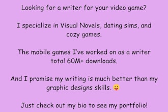 write for your visual novel, otome game, or rpg