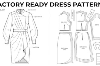 create factory ready digital dress sewing pattern with grading and full tech pac
