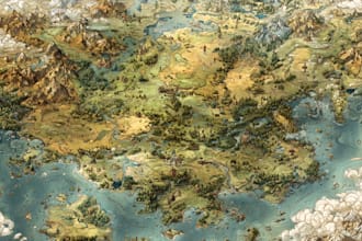 draw a fantasy map for books, games and pen