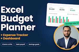 create excel budget planner, income expense tracker dashboard
