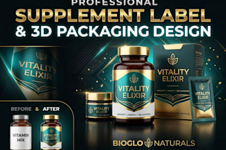 design 3d product box supplement label packaging mockup bottle label brand pack