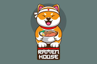 draw make japanese food dog unique style mascot logo design service
