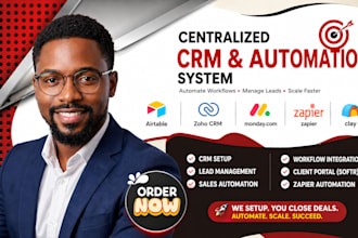 setup airtable, zoho CRM monday com, clay com, softr, trello, zapier integration