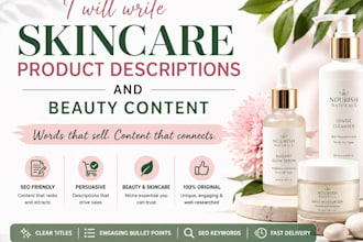 write skincare product descriptions and beauty content