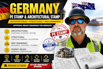 do germany pe stamp and architectural stamp structural drawing mep floor plan