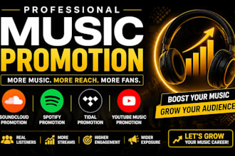 do soundcloud music spotify music tidal music youtube music promotion