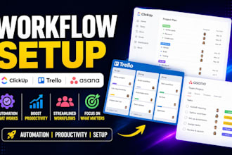 setup workflow and project management in clickup trello asana monday com
