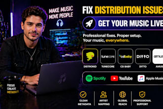fix issue and distribute music using distrokid, ditto, tunecore, cd baby, amuse