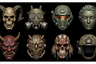sculpt 3d mask print and paint 3d helmet cosplay armor stl for 3d printing