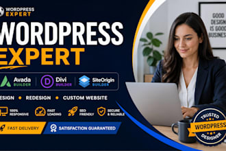 design or redesign wordpress website using avada,divi builder